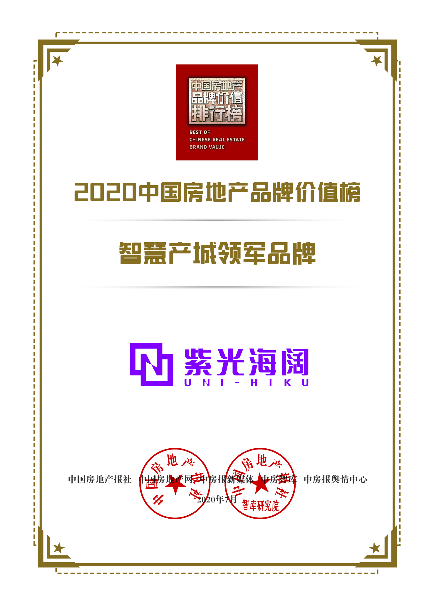 中房報-2020智慧產(chǎn)城領(lǐng)軍品牌